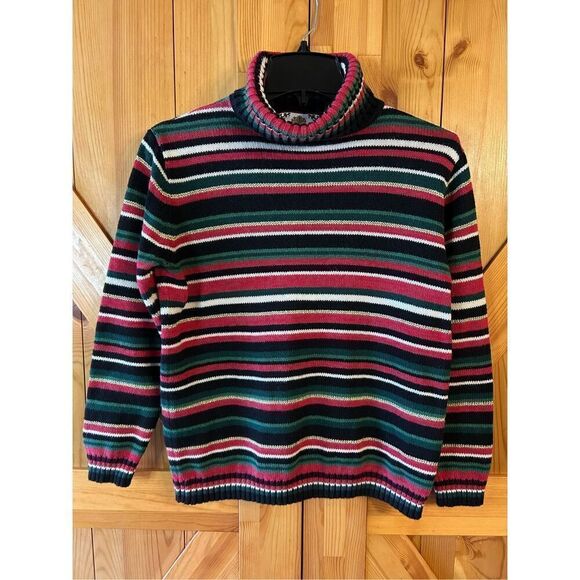 Vintage Tiara International Small Rainbow Striped Knit Turtleneck Sweater USA (4 - Picture 1 of 5